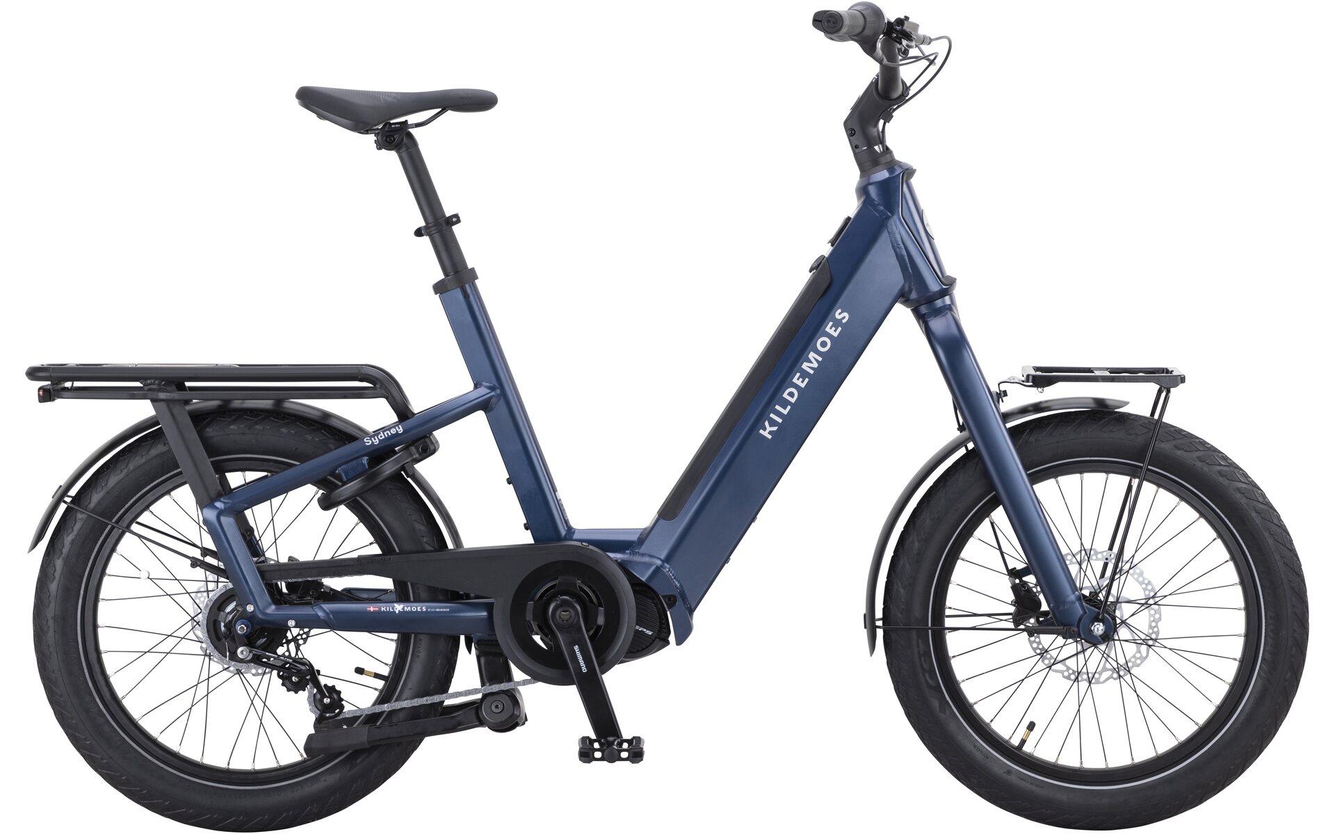 Kildemoes Sydney Shimano elcykel i blå med kompakt lavtrappet ramme