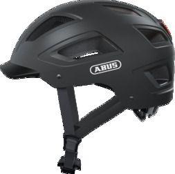 Abus Hyban 2.0 cykelhjelm i titan-farve med hård ABS-skal og LED-baglygte