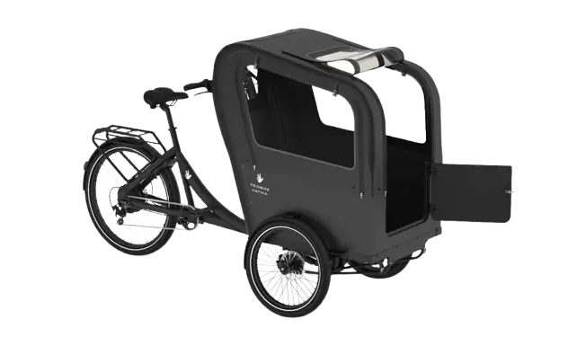 Triobike Hafnia 2 el-ladcykel med frontdør til børnetransport