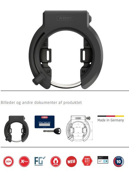 Abus Granit XPlus 6950M ringlås monteret på cykelramme i sort