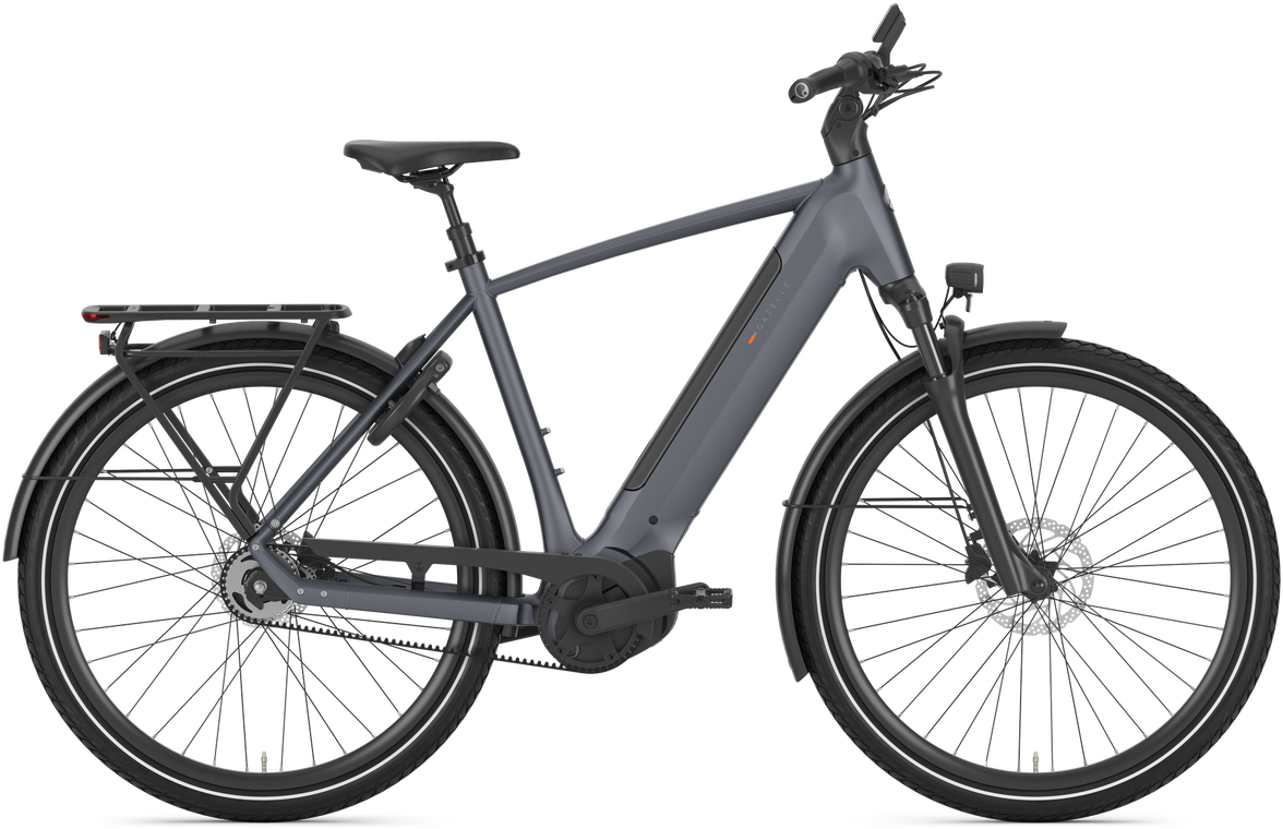 Gazelle Ultimate C5+ herre elcykel i mat grå med remtræk
